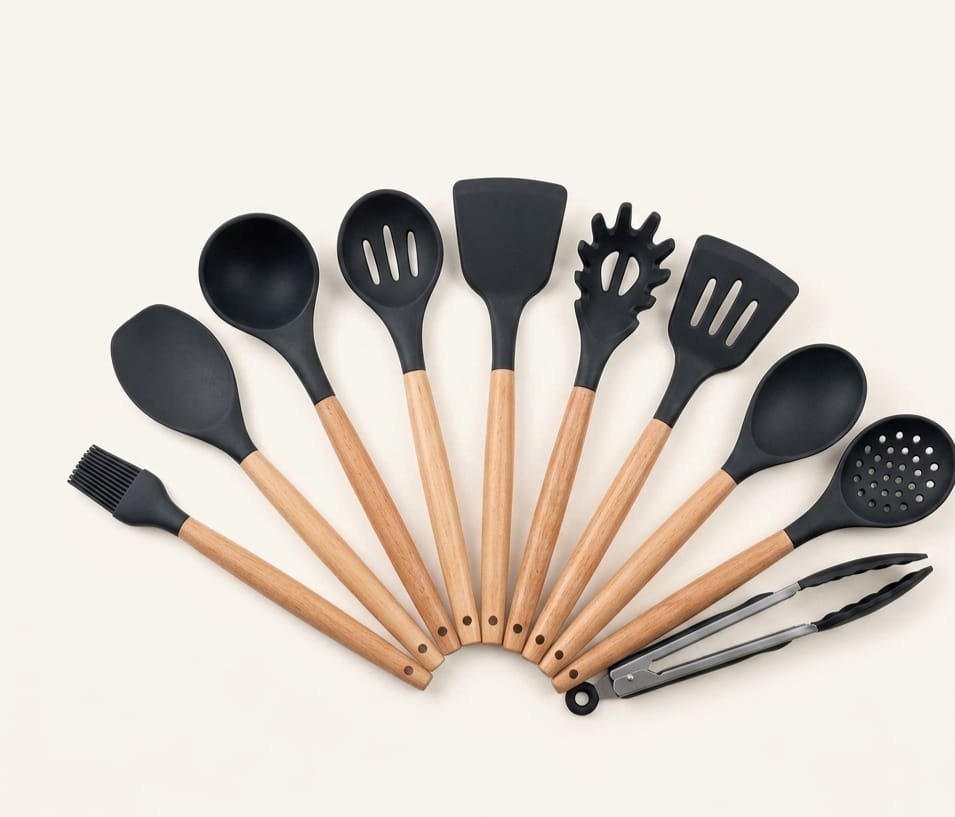 9 Pcs Silicone Spatula Heat-Resistant Soup Spoon